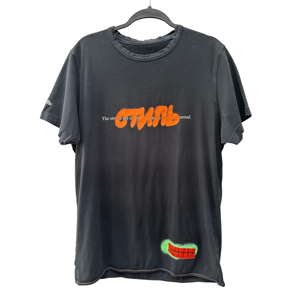 Heron Preston NYC Graphic Cyrillic Logo T-Shirt Medium